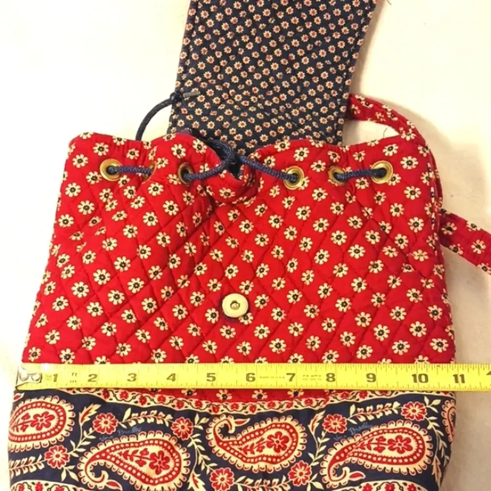 Vera Bradley‎ Backpack Red Paisley Boho Floral Quilted Cottage Hippie Festival